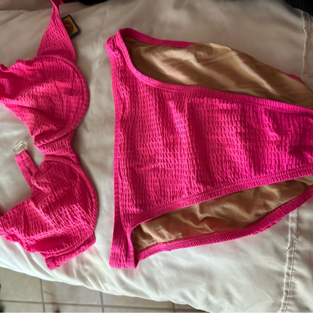 Bikini bathing suit. Shocking pink